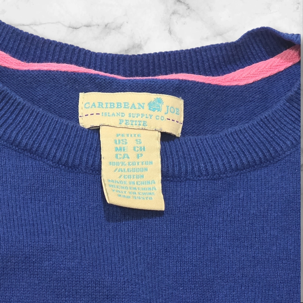 Caribbean Joe Royal Blue Sweater with Dog Design Size Small (S) B47 - Picture 2 of 8